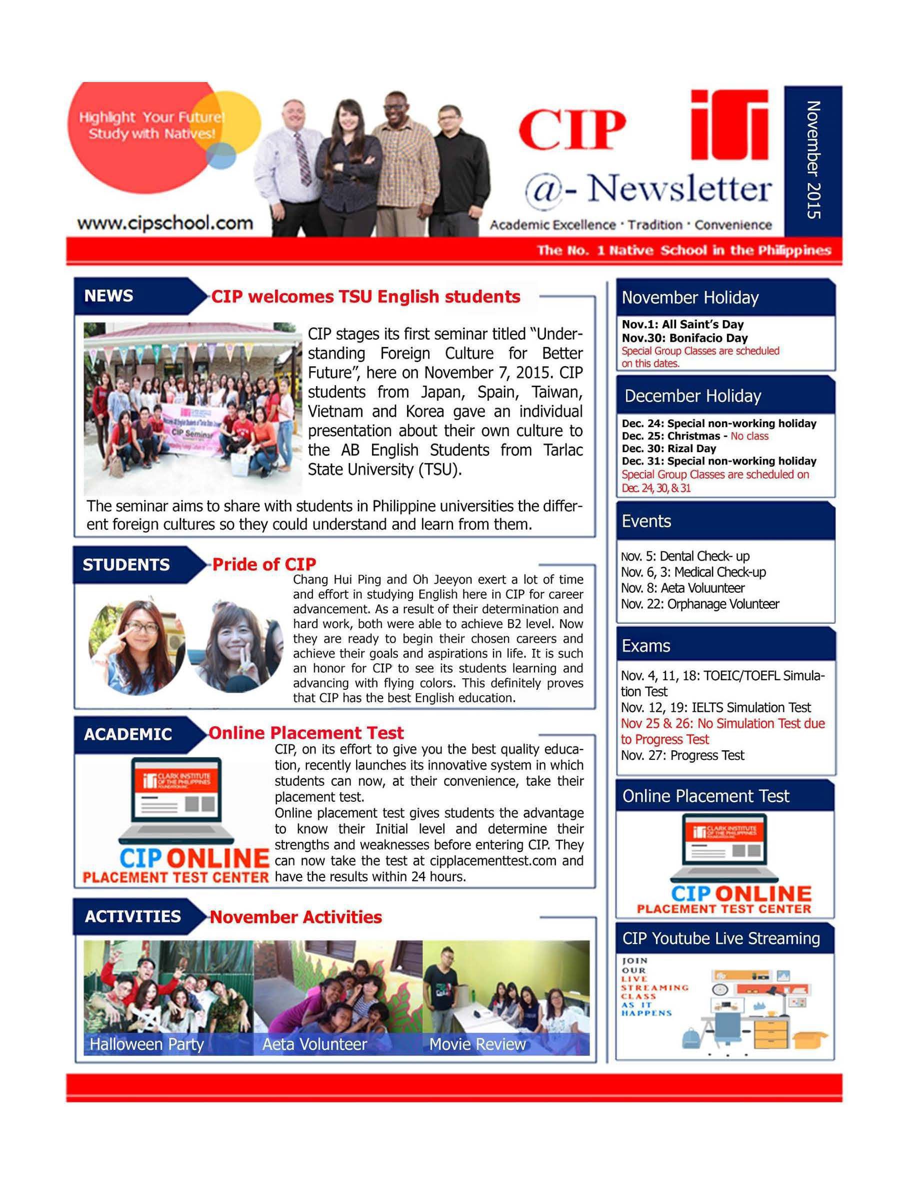 Bản tin tháng 11 - Trường Anh ngữ CIP